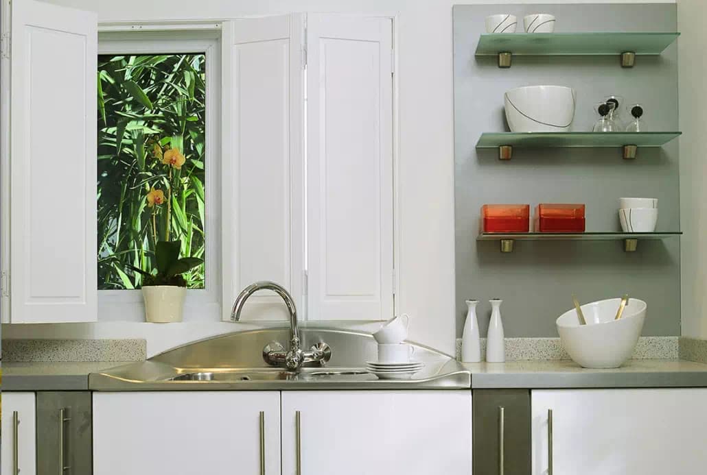 White wooden shutters