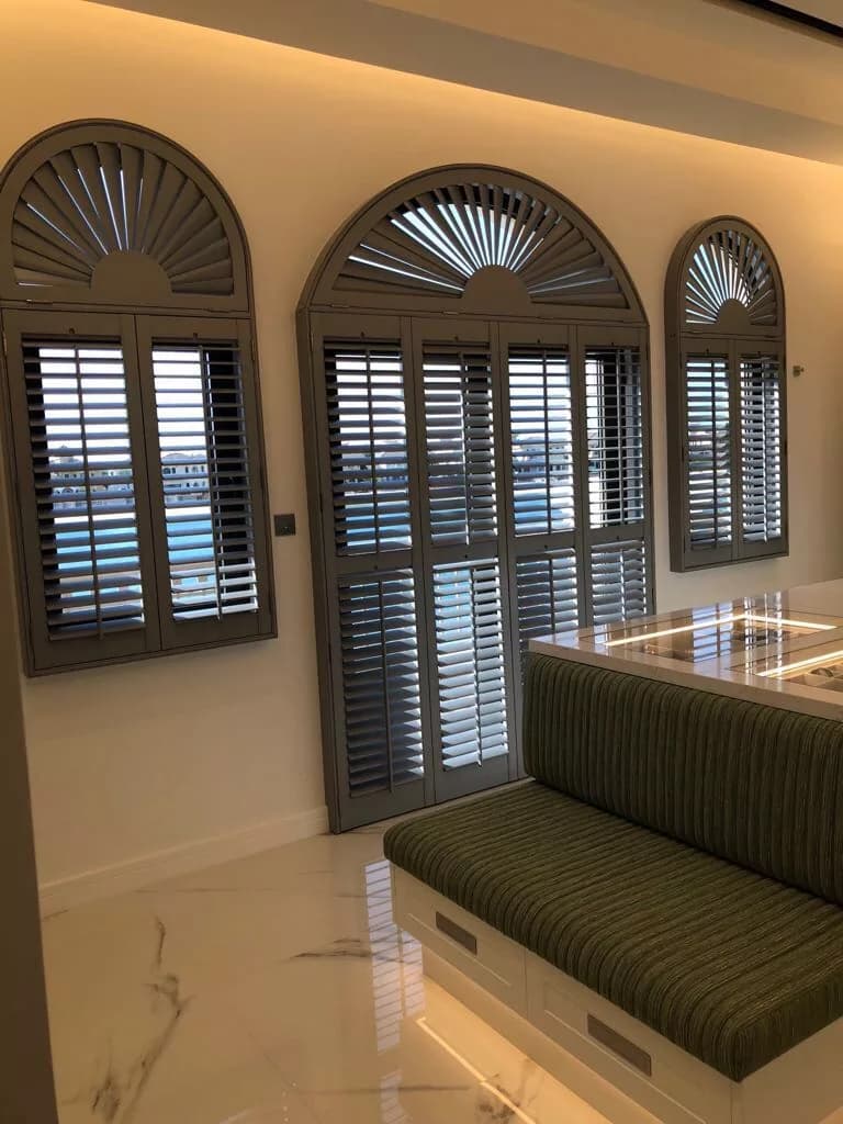 grey window shutters