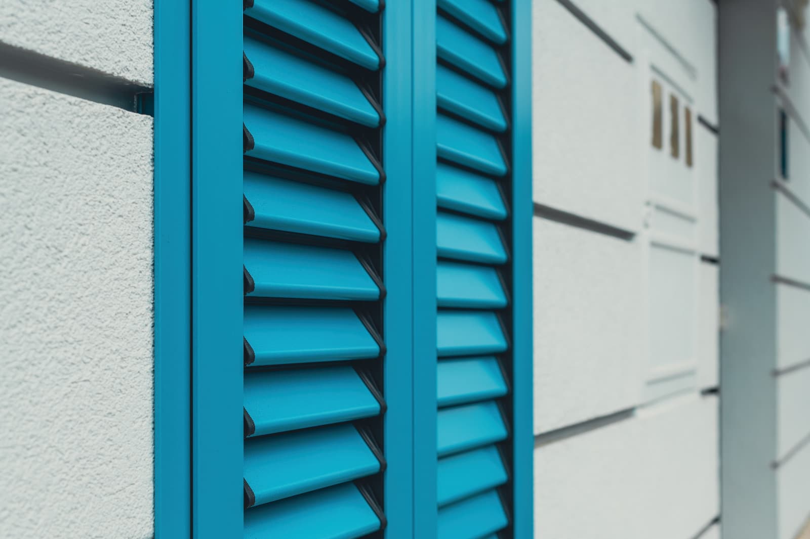 bold colour wood shutters